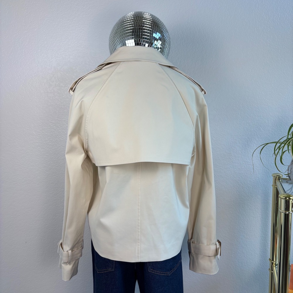 ATTENTIF PARIS Cropped Double Breasted Trench Jacket Beige, Size M, Cotton Blend - Picture 4 of 16